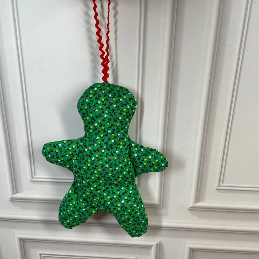 Vtg Handmade Plush Christmas Holiday Gingerbread Man Ornament Dolls Set of 3